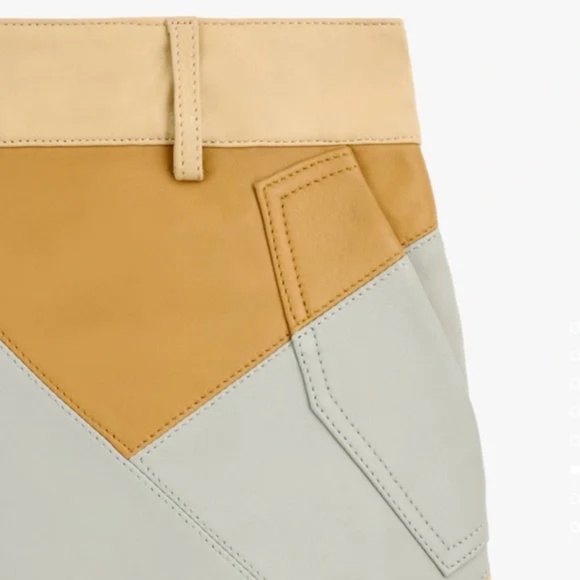 Zara SRPLS Patchwork Skirt Join Life Tanned Leather Large - NWT - Picture 2 of 11